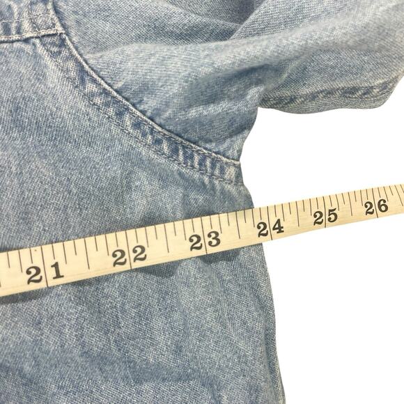 VTG Marlboro Denim Shirt Men Sz M Duck Embroidered Pockets Faded Cowboy Outdoor - Picture 11 of 13